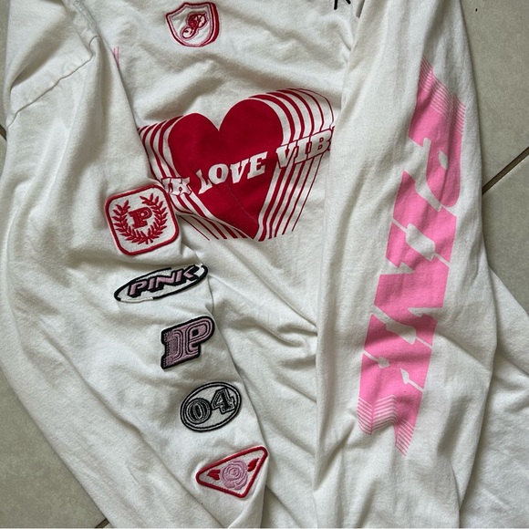 Victoria's Secret Pink Racing Campus Long Sleeve Tee in white - Picture 3 of 10